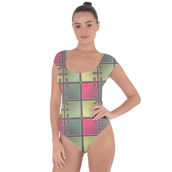 Seamless Pattern Seamless Design Short Sleeve Leotard 