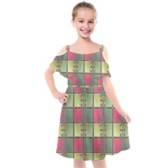 Seamless Pattern Seamless Design Kids  Cut Out Shoulders Chiffon Dress