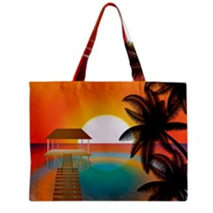 Sunset Beach Beach Palm Ocean Zipper Mini Tote Bag by Simbadda