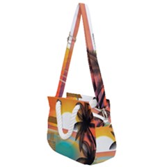 Sunset Beach Beach Palm Ocean Rope Handles Shoulder Strap Bag