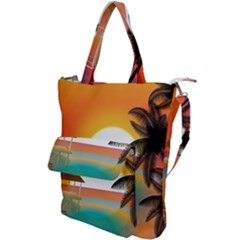 Sunset Beach Beach Palm Ocean Shoulder Tote Bag by Simbadda