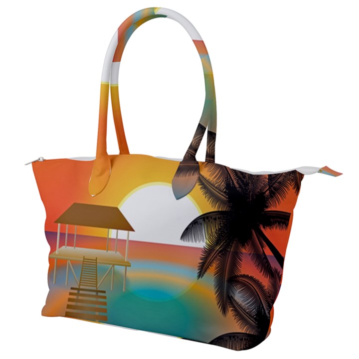 Sunset Beach Beach Palm Ocean Canvas Shoulder Bag