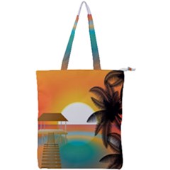 Sunset Beach Beach Palm Ocean Double Zip Up Tote Bag by Simbadda