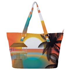 Sunset Beach Beach Palm Ocean Full Print Shoulder Bag by Simbadda