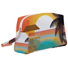 Sunset Beach Beach Palm Ocean Wristlet Pouch Bag (large) by Simbadda