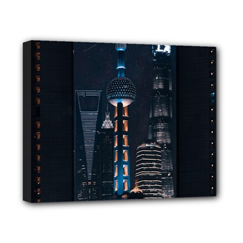 Lighted Tower Beside Building Canvas 10  X 8  (stretched) by Simbadda