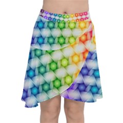 Background Colorful Geometric Chiffon Wrap Front Skirt by Simbadda