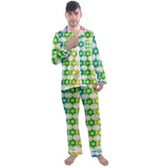 Background Colorful Geometric Men s Satin Pajamas Long Pants Set