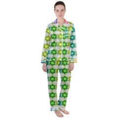 Background Colorful Geometric Satin Long Sleeve Pyjamas Set