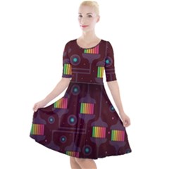 Non Seamless Pattern Background Quarter Sleeve A-line Dress by Simbadda