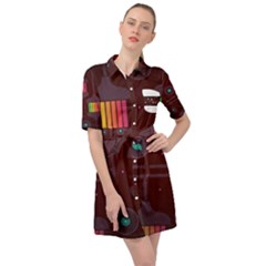 Non Seamless Pattern Background Belted Shirt Dress