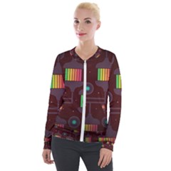 Non Seamless Pattern Background Velour Zip Up Jacket