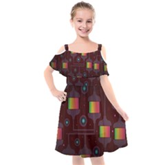 Non Seamless Pattern Background Kids  Cut Out Shoulders Chiffon Dress