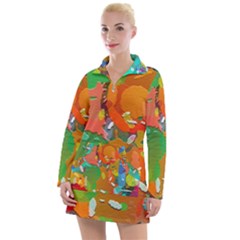 Background Colorful Abstract Women s Long Sleeve Casual Dress