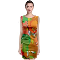 Background Colorful Abstract Sleeveless Velvet Midi Dress by Simbadda