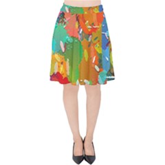 Background Colorful Abstract Velvet High Waist Skirt by Simbadda