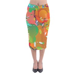 Background Colorful Abstract Velvet Midi Pencil Skirt by Simbadda