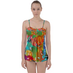 Background Colorful Abstract Babydoll Tankini Set by Simbadda