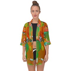 Background Colorful Abstract Open Front Chiffon Kimono by Simbadda