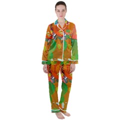 Background Colorful Abstract Satin Long Sleeve Pyjamas Set