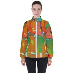 Background Colorful Abstract Women s High Neck Windbreaker by Simbadda