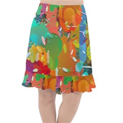 Background Colorful Abstract Fishtail Chiffon Skirt