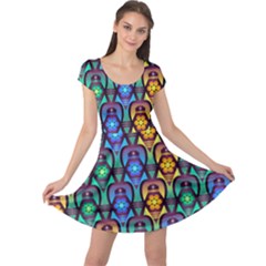 Pattern Background Bright Blue Cap Sleeve Dress by Simbadda