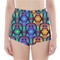 Pattern Background Bright Blue High-Waisted Bikini Bottoms View1