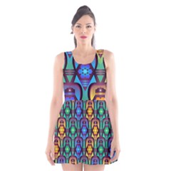 Pattern Background Bright Blue Scoop Neck Skater Dress