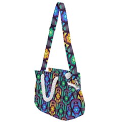 Pattern Background Bright Blue Rope Handles Shoulder Strap Bag