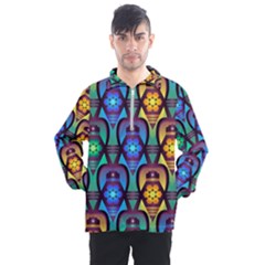 Pattern Background Bright Blue Men s Half Zip Pullover