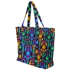 Pattern Background Bright Blue Zip Up Canvas Bag