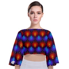 Background Colorful Abstract Tie Back Butterfly Sleeve Chiffon Top by Simbadda