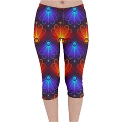 Background Colorful Abstract Velvet Capri Leggings 