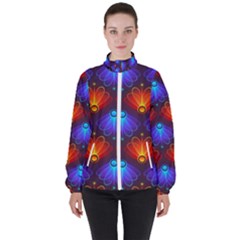 Background Colorful Abstract Women s High Neck Windbreaker by Simbadda