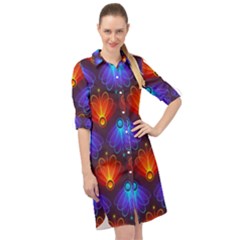 Background Colorful Abstract Long Sleeve Mini Shirt Dress