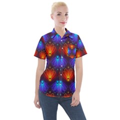 Background Colorful Abstract Women s Short Sleeve Pocket Shirt