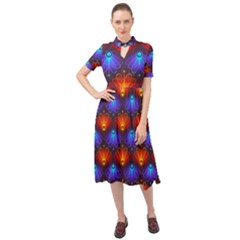 Background Colorful Abstract Keyhole Neckline Chiffon Dress