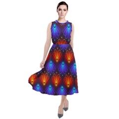 Background Colorful Abstract Round Neck Boho Dress