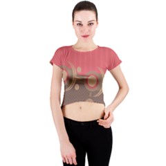 Background Tribal Ethnic Red Brown Crew Neck Crop Top by Simbadda