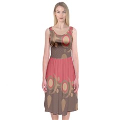 Background Tribal Ethnic Red Brown Midi Sleeveless Dress by Simbadda