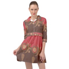 Background Tribal Ethnic Red Brown Mini Skater Shirt Dress