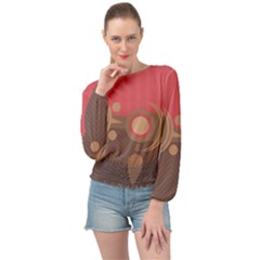 Background Tribal Ethnic Red Brown Banded Bottom Chiffon Top