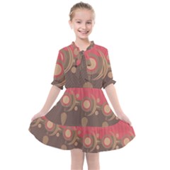 Background Tribal Ethnic Red Brown Kids  All Frills Chiffon Dress