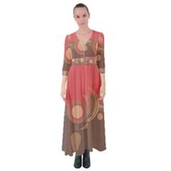 Background Tribal Ethnic Red Brown Button Up Maxi Dress