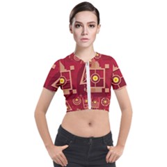 Background Objects Stylized Short Sleeve Cropped Jacket