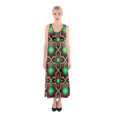 Pattern Background Bright Brown Sleeveless Maxi Dress