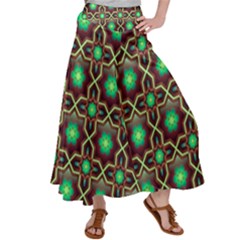 Pattern Background Bright Brown Satin Palazzo Pants by Simbadda