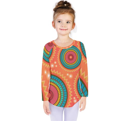 Background Texture Mosaic Kids  Long Sleeve Tee by Simbadda