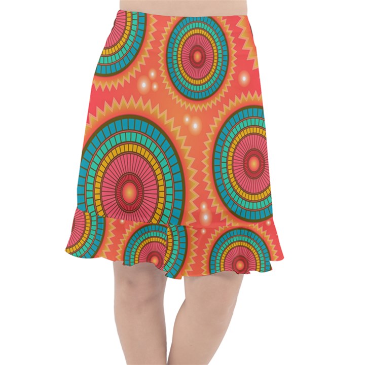 Background Texture Mosaic Fishtail Chiffon Skirt